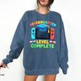 Kindergarten Level Complete Graduation Class 2025 Gamer Boys Comfort Colors Sweatshirt Denim