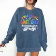 Last Day Of School Year 2025 Preschool Autograph Graduation Comfort Colors Sweatshirt Denim