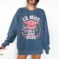 Little Miss Pre-K Grad 2025 Preschool Graduation Girls Kids Comfort Colors Sweatshirt Denim