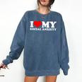 I Love My Social Anxiety Heart Humor Introvert Statement Comfort Colors Sweatshirt Denim