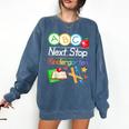 Next Stop Kindergarten Preschool Graduation 2025 Boy Girl Comfort Colors Sweatshirt Denim