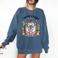 I Am Not a Hugger Introvert Hedgehog With Cactus Comfort Colors Sweatshirt Denim