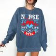 Nurse Live Love Heal Graduation Appreciation Valentines Day Comfort Colors Sweatshirt Denim