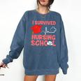 Nurse Survived Nursing School Graduation Comfort Colors Sweatshirt Denim