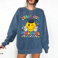 Peace Out Preschool Graduation Last Day Teachers Boys Girls Comfort Colors Sweatshirt Denim
