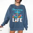 Pharmacy Life Pharmacist Chemist Student PharmD Graduation Comfort Colors Sweatshirt Denim
