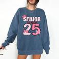 Pink Coquette Bow Senior 2025 Back To School Graduation Girl Comfort Colors Sweatshirt Denim