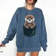 Pocket Otter Lover Introvert Cute Animal Fun Surprise Comfort Colors Sweatshirt Denim Pocket Otter Lover Introvert Cute Animal Fun Surprise Comfort Colors Sweatshirt Denim