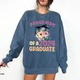 Proud Mom Of a 2024 Graduate Floral Flower Family Graduation Comfort Colors Sweatshirt Denim