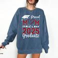 Proud Mom Of 2025 Senior Graduate Matching Family Graduation Comfort Colors Sweatshirt Denim