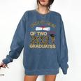 Proud Mom Of Two 2021 Graduates Twin Mama Graduation Leopard Comfort Colors Sweatshirt Denim