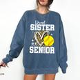 Proud Sister Of A 2026 Senior Softball Graduation Leopard Comfort Colors Sweatshirt Denim