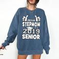 Proud Stepmom Of A 2019 Senior School Graduation Shirt Comfort Colors Sweatshirt Denim