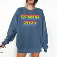 Rainbow LGBT Pride Senior 2023 Graduation Comfort Colors Sweatshirt Denim