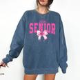 Retro Senior 2026 Class Of 2026 Coquette Pink Bow Graduation Comfort Colors Sweatshirt Denim