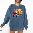 Santa Holding Cookie Xmas Baker Introvert Christmas Comfort Colors Sweatshirt Denim