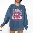 Senior 2026 Class Of 26 Coquette Pink Bow Graduation Sister Comfort Colors Sweatshirt Denim
