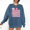 Senior 2026 Class Of 2026 Cute Coquette Pink Bow Graduation Comfort Colors Sweatshirt Denim