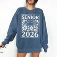 Senior 2026 Floral Flowers Class Of 2026 Graduation Kids Comfort Colors Sweatshirt Denim