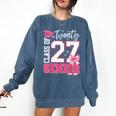 Senior 2027 Class Of 2027 Pink Coquette Bow Graduation Girl Comfort Colors Sweatshirt Denim