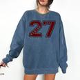 Senior 2027 Maroon Senior Class Of 27 Jersey Graduation Comfort Colors Sweatshirt Denim
