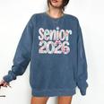 Senior Class Of 2026 Graduation 2026 Coquette Pink Bow Cute Comfort Colors Sweatshirt Denim