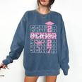 Senior Mom 2027 Class Of 2027 Coquette Bow Graduation 2027 Comfort Colors Sweatshirt Denim