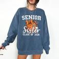 Senior Sister Class Of 2026 Coquette Basketball Graduation Comfort Colors Sweatshirt Denim