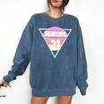 Seniors 2021 For Her Him Retro 21 Graduation Class Comfort Colors Sweatshirt Denim