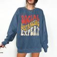 Social Distancing Expert Introvert Comfort Colors Sweatshirt Denim