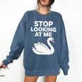 Stop Looking At Me Swan Introvert Humor Comfort Colors Sweatshirt Denim
