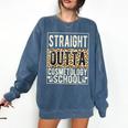 Straight Outta Cosmetology School Leopard Graduation Comfort Colors Sweatshirt Denim