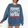Straight Outta First Grade Class Of 2018 Graduation Comfort Colors Sweatshirt Denim