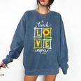 Sunflower Teach Love Inspire Cool Graduation Teacher School Comfort Colors Sweatshirt Denim