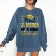 Super Proud Little Brother 2025 Graduate Graduation Family Comfort Colors Sweatshirt Denim
