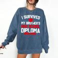 I Survived My Brother's High School Diploma Graduation Comfort Colors Sweatshirt Denim