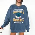 i Survived My Daughters Bachelor's Degree Graduation Gifts Comfort Colors Sweatshirt Denim