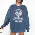 I Survived Nursing School Class Of 2018 Graduation T-Shirt Comfort Colors Sweatshirt Denim