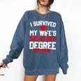 I Survived My Wife's Bachelor's Degree Graduation Comfort Colors Sweatshirt Denim