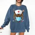 Tiger Nurse RN ER Nursing School Graduation Comfort Colors Sweatshirt Denim