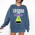 I Wanna Go Home Introvert UFO UAP Flying Saucer Trippy Alien Comfort Colors Sweatshirt Denim I Wanna Go Home Introvert UFO UAP Flying Saucer Trippy Alien Comfort Colors Sweatshirt Denim