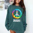 2021 Graduation Class Year Tie Dye Peace Sign Graduate Shirt Comfort Colors Sweatshirt Blue Spruce