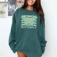 Anti-Social Introvert Butterfly Comfort Colors Sweatshirt Blue Spruce