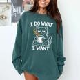 Antisocial Introvert Cat Coffee Sarcastic Attitudes Graphic Comfort Colors Sweatshirt Blue Spruce