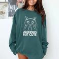 Anxious But Cute Anxiety Meme Cat Lover Introvert Comfort Colors Sweatshirt Blue Spruce