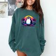 Awkward But Loyal Penguin Synthwave Vapowave Introvert Comfort Colors Sweatshirt Blue Spruce