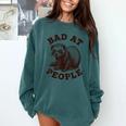 Bad At People Ferret Introvert Saying Slogan Tee Comfort Colors Sweatshirt Blue Spruce