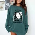 Cat With Coffee On Computer Go Away I'm Introverting Comfort Colors Sweatshirt Blue Spruce
