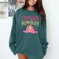 Certified Homebody Trendy Frog Introvert Comfort Colors Sweatshirt Blue Spruce