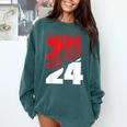 Class Of 2024 High School Senior Graduation Red Sports Style Comfort Colors Sweatshirt Blue Spruce